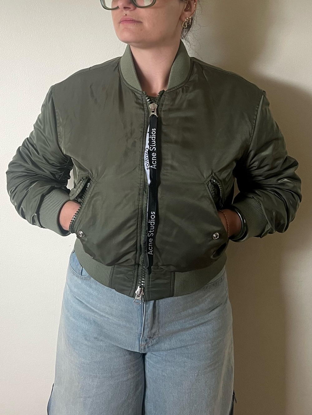 Acne Studios Clea Bomber jacket with Ruched sleeves XXS - Picture 7 of 16